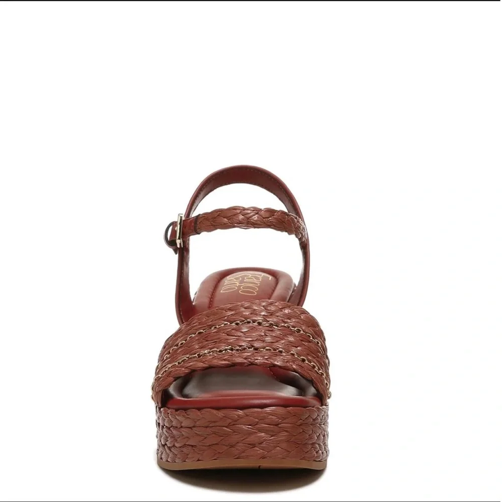 Franco Sarto Peachy Rust Wedge Espadrille Sandals Sz 9.5 NEW